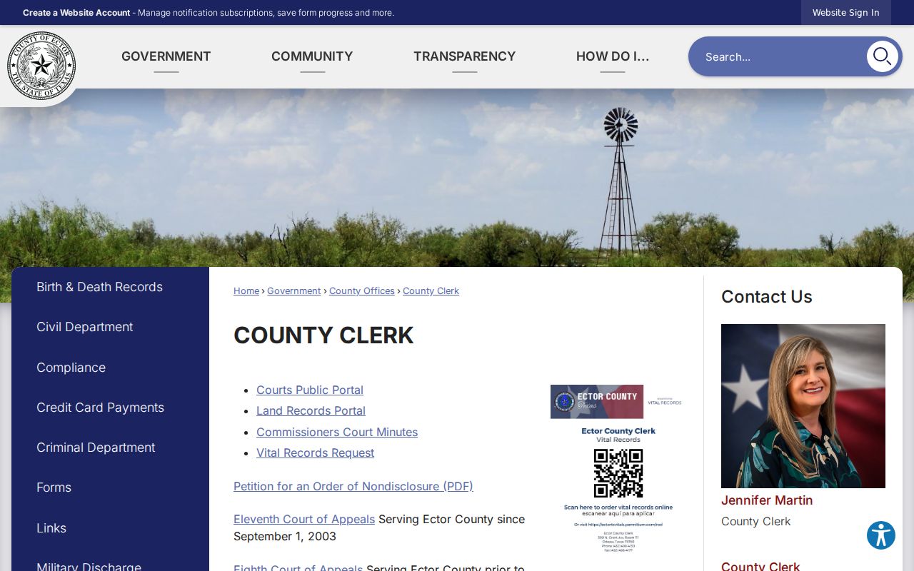 Odessa residents directory Ector County Clerk records page