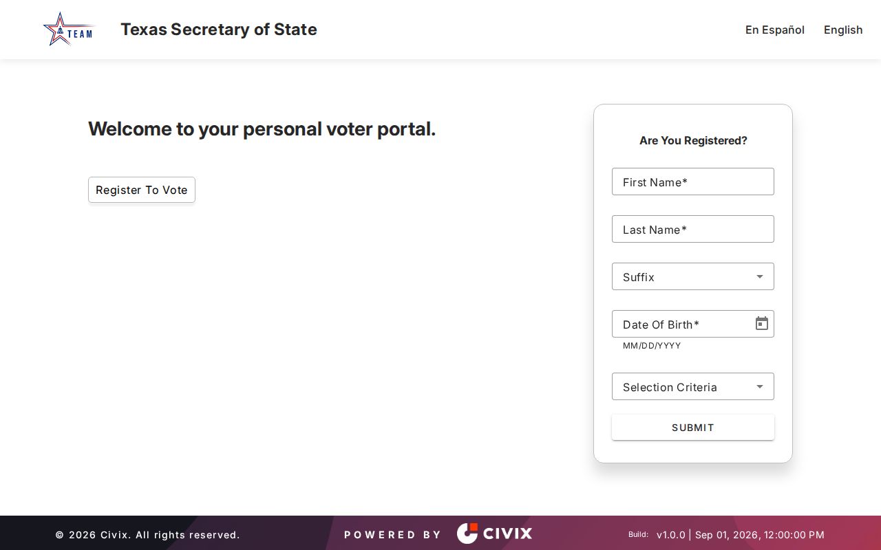 Odessa residents directory Texas My Voter Portal lookup form